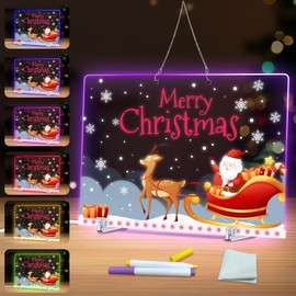 Led Drawing Board for Kids, LED Note Board,13.7"X10" 4 Modes&7 Colors, Acrylic Dry Erase Board with Light, Include Adapter, Hanging Chain, Magic Board for Kids, Office Decor Classroom Decor Kid Gifts
