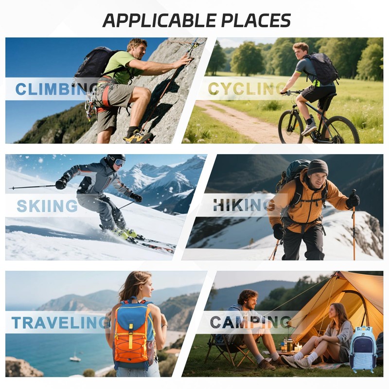 TINYAT Hiking Backpack for Men and Women, Water Resistant Travel