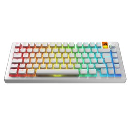 Glorious Gaming GPBT Aura RGB Keycaps: Pudding Style Keycaps, Double-Shot PBT, Translucent, for 100%, 75%, 65% and 60% Special Mechanical Keyboards, White, English QWERTY Assignment