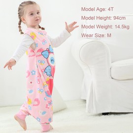 COOKY.D Unisex Baby Sleeping Bag with Feet,Wearable Breathable Toddler Blanket, Animal Sleeveless Sleepsuit for 3-5 Years, Owl