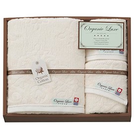 Stylem Takisada-Osaka LU5027 Imabari Towel Set, Gift, Set of 3, Bath Towel x 1, 23.6 x 39.4 inches (60 x 100 cm), Face Towel x 1, 13.4 x 27.6 inches (34 x 70 cm), 13.4 x 13.8 inches (34 x 35 cm),