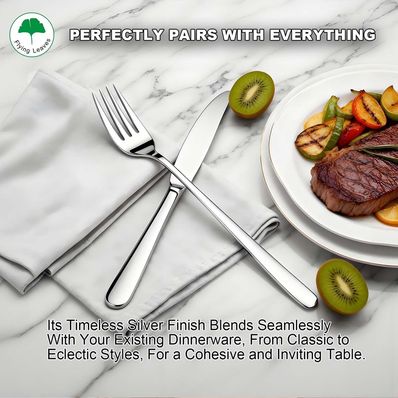 Flying Leaves 6 Piece Stainless Steel Dinner Knives Set, 9
