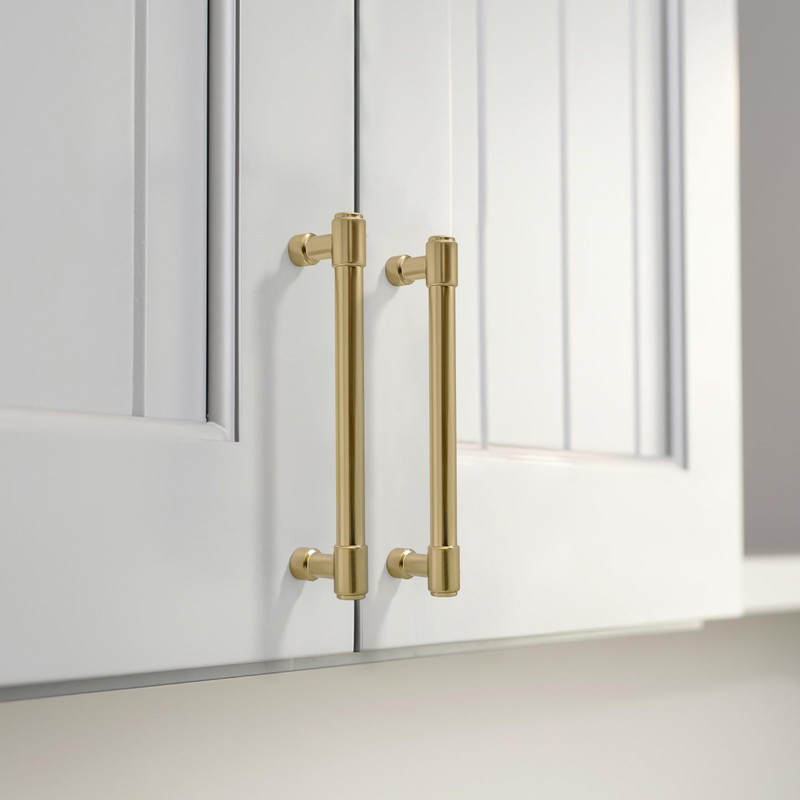 khtumeware 2 Pack Brushed Brass Cabinet Pulls 6 Inch(152MM) Hole