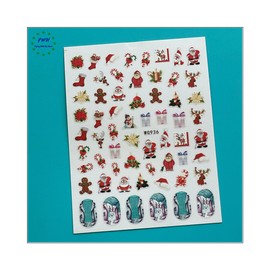 Generic Santa Christmas Snow Nail Sticker Snowman Heart Candy Reindeer Tree Decals Wg936 Nail Wraps Art Stickers Manicure Supplies for Women for Home Nails Full Long Lasting Easy Apply and Remove