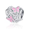 MiWangLing Pink Butterfly Daisy Flower Heart Charm Clear CZ Bead