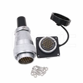 Eonvic WEIPU WS28 - Conector de 26 pines impermeable IP67 macho de metal hembra cuadrado para montaje en panel de aviación (26 pines)