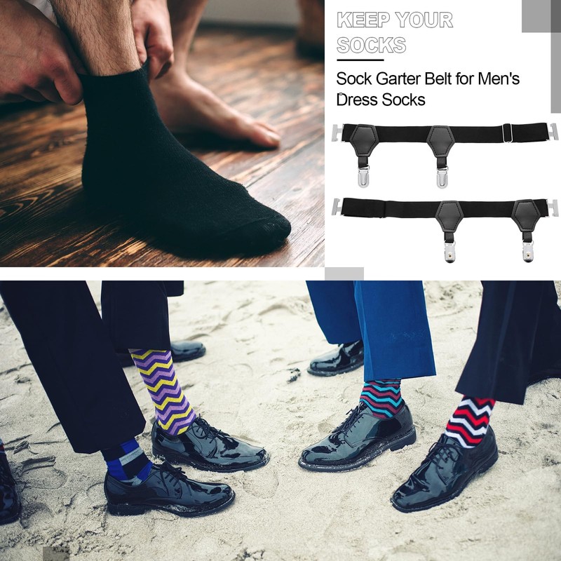 Eurzom 4 Pack Sock Garters Bulk for Men Sock Suspenders