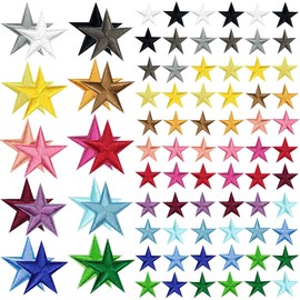 Quadafy 80pcs Star Iron on Patches, Sew Embroidered Patches Appliques Embellishments Small, for DIY Jeans Jackets, Clothing, Bag, Iron on Patches for Hats, 521180