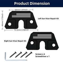 Sun Visor Repair Kit Visor Mounting Clips Aluminum Black Sun Visor Repair Clips Compatible with Jeep Wrangler Accessories (Black)