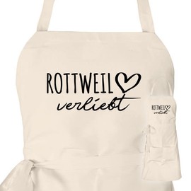 Huuraa Apron Rottweil in Love Unisex Vorbinder Cooking Apron Size with Name of Your Favourite City in Baden-Württemberg Gift Idea for Friends and Family, natural