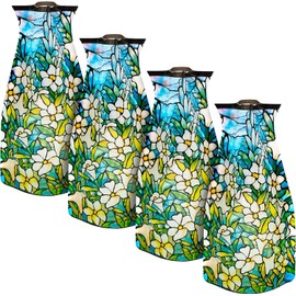 MODGY Expandable Flower Vase, Plastic Decorative Modern Foldable Printed Vases for Centerpieces for Wedding, Dining Table, Home Decor, Living Room, Bathroom, Field of Lilies, Louis C. Tiffany, 4 Pack