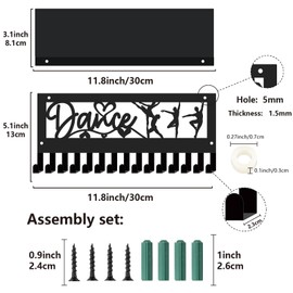 CREATCABIN Dance Medal Hanger Display with Shelf Trophy Medal Holder Sports Rack Frame Iron Wall Mount Medal Hangers Organizer for Hanging Over 70 Medals Badges Ballet Dancing Medalist 11.8 x 5.1Inch