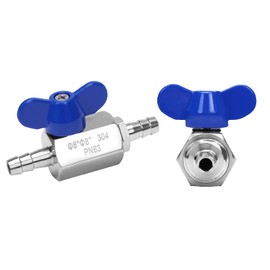 DERNORD 5/16" Hose Barb Ball Valve SS304 Mini Shut Off Ball Valve for Water Gas Fuel Drip Irrigation and Aquariums (Pack of 2)