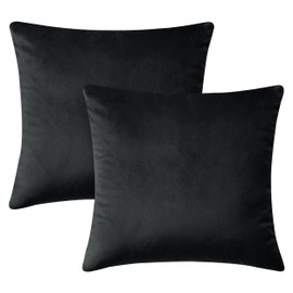 Hafaa Cushion Covers 45 x 45 cm - Decorative Throw Pillow Covers - Set of 2 Square Pillowcases Black Velvet Cushion Cover for Sofa Bedroom Couch, 18x18 Inches