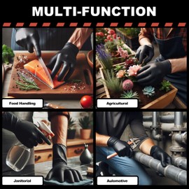 ARKEVA Black Nitrile Disposable Gloves 6 Mil. Chemical Resistance, Tear-Resistance, Latex & Powder Free (100, X-Large)