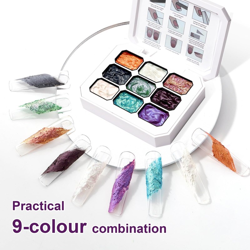 U-Shinein Gradient Painting Gel, 9 Colors Glitter Ombre Gel Nail