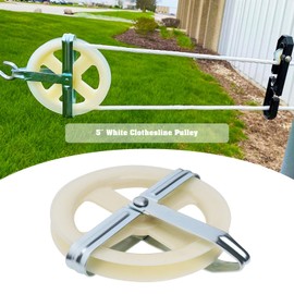 The Lord of the Tools 2pcs 5 Inch Clothesline Pulley Nylon Rope Pulley Cable Puller Compatible with Outdoor Drying Clothing Fits Rope Up to 3/8-in White