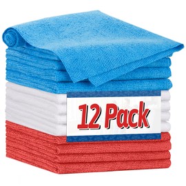 FIXSMITH FIXSMITH Microfiber Cleaning Cloth, Pack of 12, Shop Towels Bulk, Microfiber Towels for Cars, Lint Free, Scratch-Free Cleaning Cloths, Cleaning Rags for Housekeeping, 11.5 x 11.5 inch