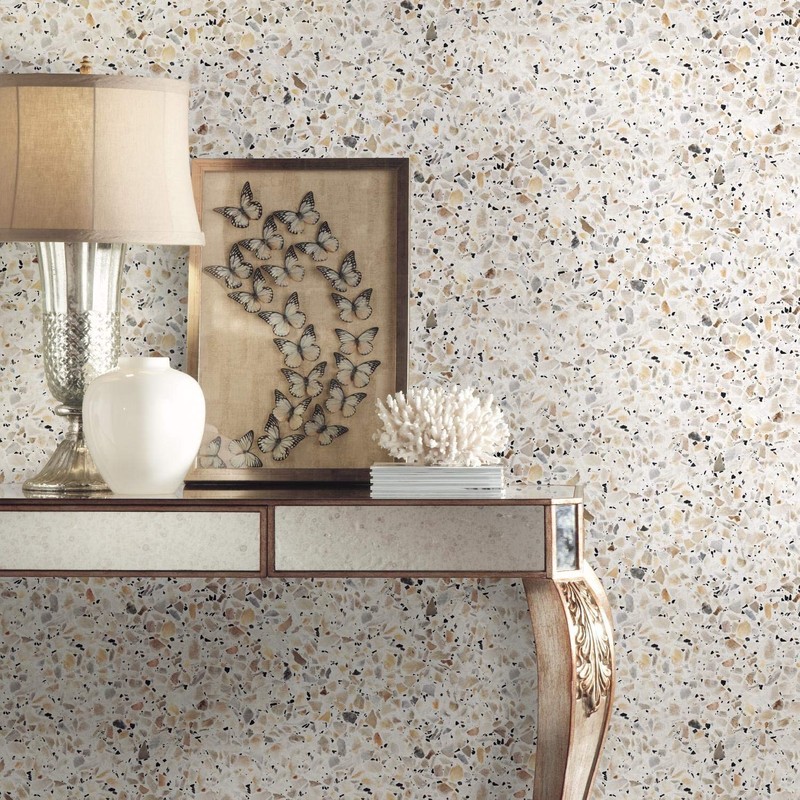 RoomMates RMK11277WP Terrazzo Tan Multi Colored Peel and Stick Wallpaper