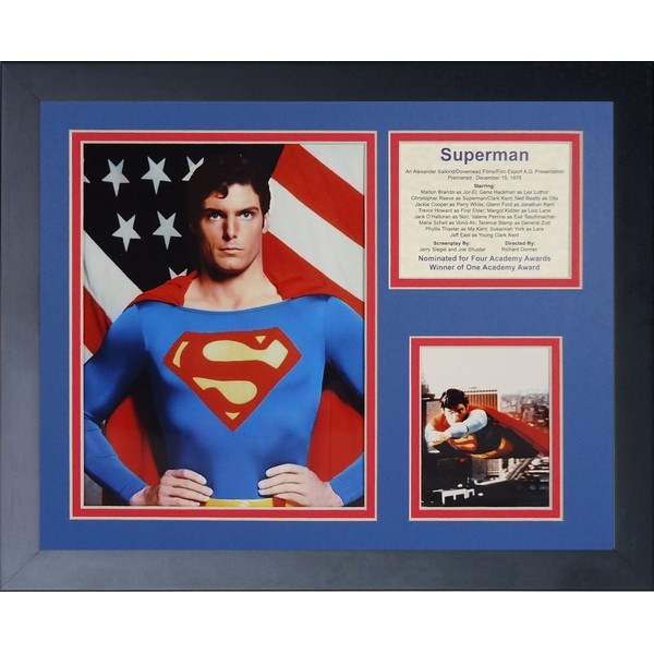 Legends Never Die Superman Framed Photo Collage, 11 by 14-Inch, Black
