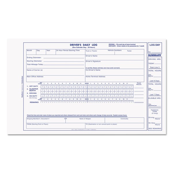 Rediform S5031NCL Driver's Daily Log 5 3/8 x 8 3/4