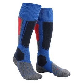 Falke Wool and Silk Men’s SK1 Ski Socks, Black, Blue and Many Other Colours, Thick Reinforced Ski Socks without Pattern with Extra Strong Padding, Knee High and Warm for Skiing, 1 Pair, blue, 42-43