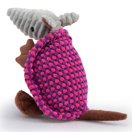 Hollypet Plush Dog Squeaky Toy Stuffed Armadillo Animal Pet Puppy Chew Toys with Clean Teeth for Small Medium Large All Breed Sizes Dogs, Rose Red and Purple,8 in