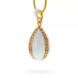 White Enamel Royal Egg Pendant Necklace
