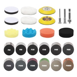 Ruaizel Sanding Disc Drill Polishing Kit, Polishing Pads for Drill with 60-10000 Wet and Dry Sandpaper, buffing pads for drill for for Auto Car Polishing, Sanding, Waxing