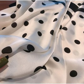 JERLA Women's satin square silk like scarf Fashion pattern large hair scarf wrap headscarf 35" x 35" (Polka dot White)
