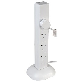 Extension Tower 8 Gang with 2 USB WHT 1M, Power Outlet Strips Electrical, Qty X 1