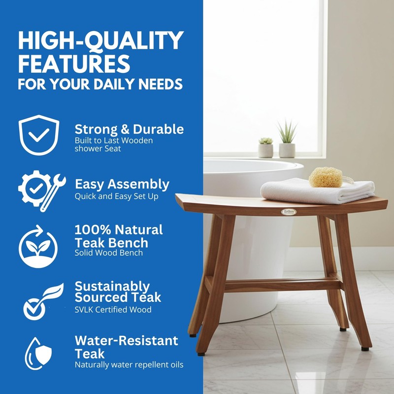 EcoDecors 24 Inch Satori Natural Teak Waterproof Teak Wood Shower