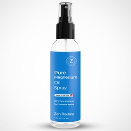 Zen Routine: 4oz Pure Magnesium Oil Spray, USP Grade Magnesium Chloride for Sleep Muscle Spasm Cortisol Body Odour & Stress Relief - Made in USA