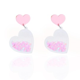 Valentines Day Earrings for Women Red Love Heart Earrings Beaded Valentines Earrings Sparkly Rhinestone Heart Earrings Statement Heart Dangle Earrings Valentines Day Gifts for Her