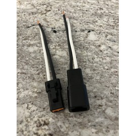 Deutsch 10 AWG Black Assembled Deutsch DTP 2 Pin waterproof connector 6"Black White Wire