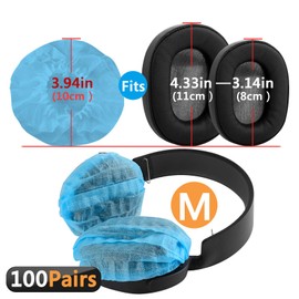 Geekria 100 Pairs Disposable Headphones Ear Cover for Over-Ear Headset Earcup for Bulk Pack, Stretchable Sanitary Ear Pads Cover, Hygienic Ear Cushion Protector Wholesale Multi-Pack(M/Blue)