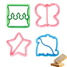 CONGGUAN Sandwich Cutters Set of 4 Cute and Colorful Sandwich and Bread Cutters for School Lunches Home Baking Crust Remover Sandwich Shapers Kids Meal Prep