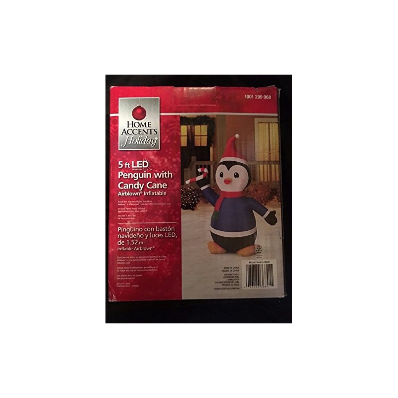 (Ship from USA) 5 LED Penguin w/ Candy Cane Yard