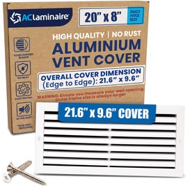 20x8 Inch (Duct Opening) Air Return Vent Cover Decorative – Premium Aluminum AC Vent Cover for Ceiling & Wall, Rustproof Grille, Ideal for Home HVAC Grille, Durable & Easy to Install by ACLAMINAIRE