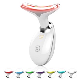 Dispositivo de Terapia de Luz Facial, Basado en Tecnología LED de Triple Acción, Térmica y de Vibración, Dispositivo de Belleza para Cara y Cuello con LED de 7 Colores para Uso Doméstico, Mejora la
