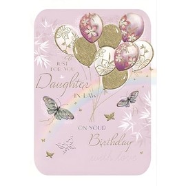 Noel Tatt Female 'Happy Birthday' Greeting Card - Daughter-in-Law - Balloons & Butterflies - From The Kimani Range