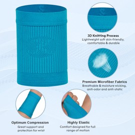 KEKING® Compression Wrist Sleeves for Women Men, 1 Pair, Premium Wrist Support Bands for Carpal Tunnel, Improve Circulation & Recovery, Tendonitis, Tennis, Sports - Wrist Brace Wrist Wraps, Blue M