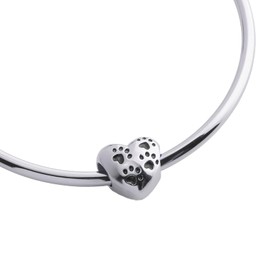 LuckyLy Charms para Pulseras de Mujer, Dije de Corazón con Huellas de Perro, Acero Inoxidable Color Plata – Regalos para Amantes de Perros Originales, Modelo Dora