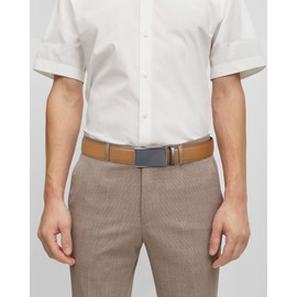 SKiporty Mens Ratchet Belt Leather 1 3/8'' Adjustable Belts for Mens Dress Casual Jeans Comfort Trim to Fit（D-Brown,42" to 48"Waist Adjustable)