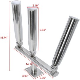Amarine Made 3 Tube Fishing Rod Holder Stainless Steel Trident Outrigger Stylish Kite Mount