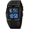 PASOY Unisex Digital Bracelet Watch Backlight Mens Women Square Alarm