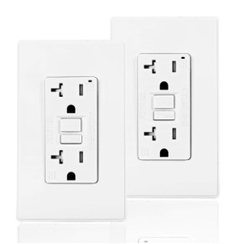 Coby 20 Amp GFCI Outlet, 5-15R Narrow Design GFI Dual Receptacle, TR Tamper Resistant with LED Indicator, with Wall Plate, UL Listed (Pack of 2)