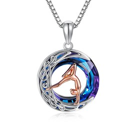 JERWLI Gymnastics Necklace for Women 925 Sterling Sliver Dance Crystal Pendant Necklace Gymnastics Jewelry Gifts for Women, Medium, Sterling Silver, No Gemstone