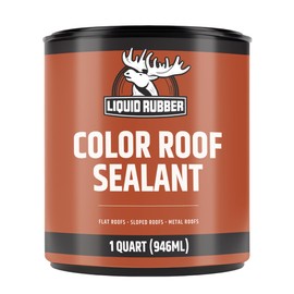 Liquid Rubber Color Roof Sealant- Elastomeric Waterproof Small Repair Coating for Flat, Low-Slope & Metal Roofs, Flexible UV-Stable Membrane, Beige, 1 Quart
