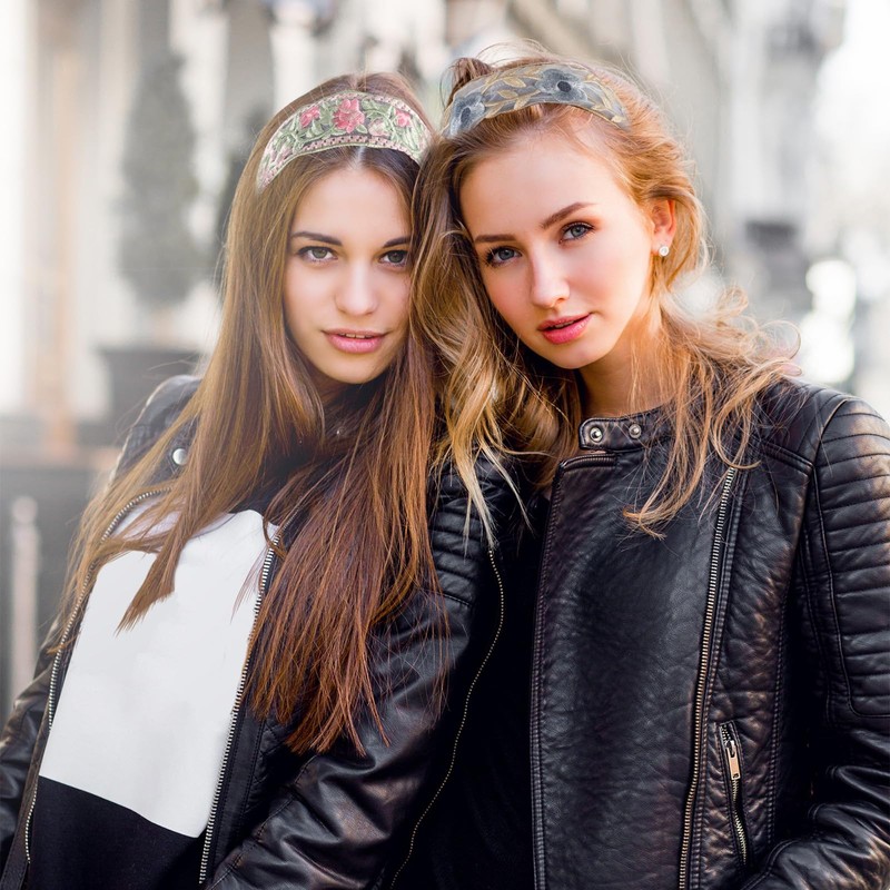 HJZHII 3 Pcs Floral Embroidery Headband for Women, Wide Embroidery